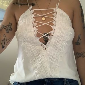 WAYF lace detail top